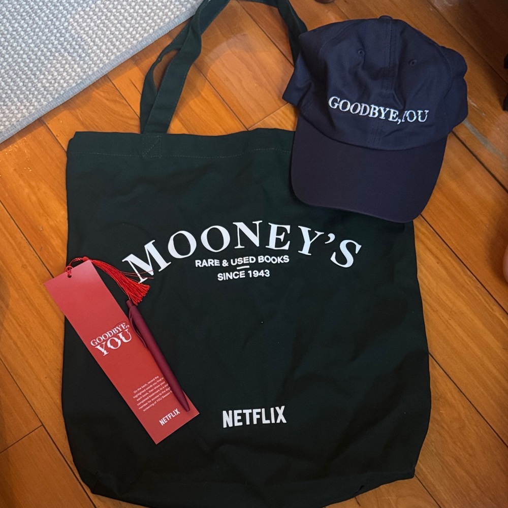 Netflix You Exclusive NYC Popup Navy Cap and Mooneys Tote Bag